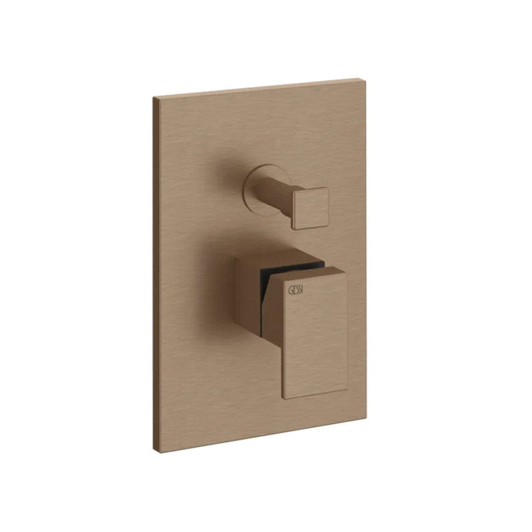 Gessi Wand-Duschmischer mit 2 Ausläufen, mit automatischem Bad/Dusche-Umschalter, ohne Unterputzkörper, Oberfläche Copper Brushed PVD RETTANGOLO 44604#708