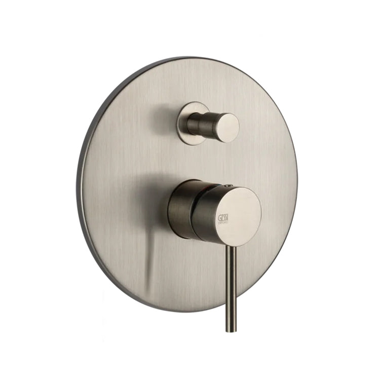 Gessi Wand-Duschmischer, 2 Ausgänge, mit automatischem Bad/Dusche-Umsteller, ohne Unterputzkörper, Oberfläche finox gebürstetes Nickel TORTONA 44667#149
