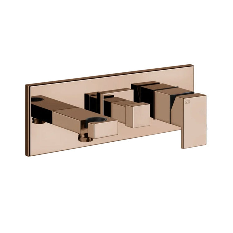 Gessi Wand-Duschmischer mit 2 Ausläufen, mit Umschalter, Wasseranschluss und Duschkopfhalter, Oberfläche Kupfer PVD RETTANGOLO 44910#030