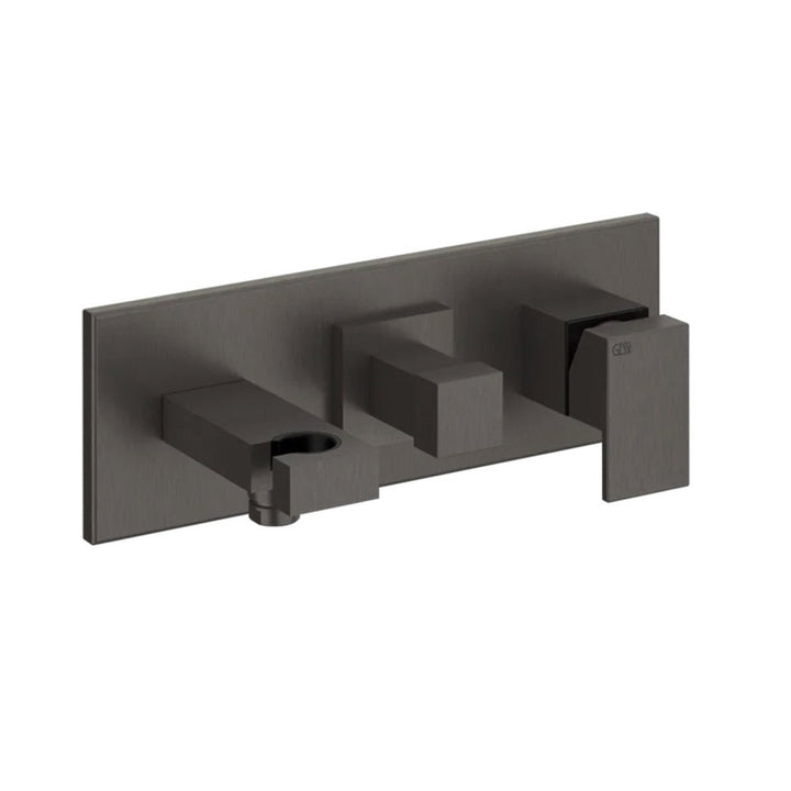 Gessi Wand-Duschmischer mit 2 Ausläufen, mit Umsteller, Wasseranschluss und Duschhalter, Oberfläche Black Metal Brushed PVD RETTANGOLO 44911#707