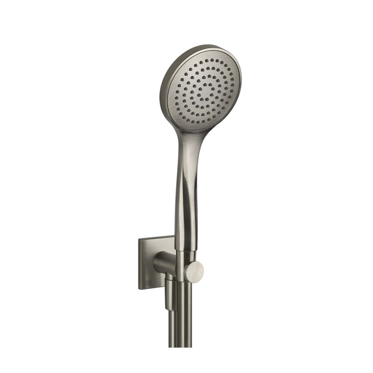 Gessi Duschset mit Wasseranschluss, kalkfreiem Duschkopf und 150 cm Schlauch, Finish Finox gebürstetes Nickel EMPORIO SHOWER 47323#149