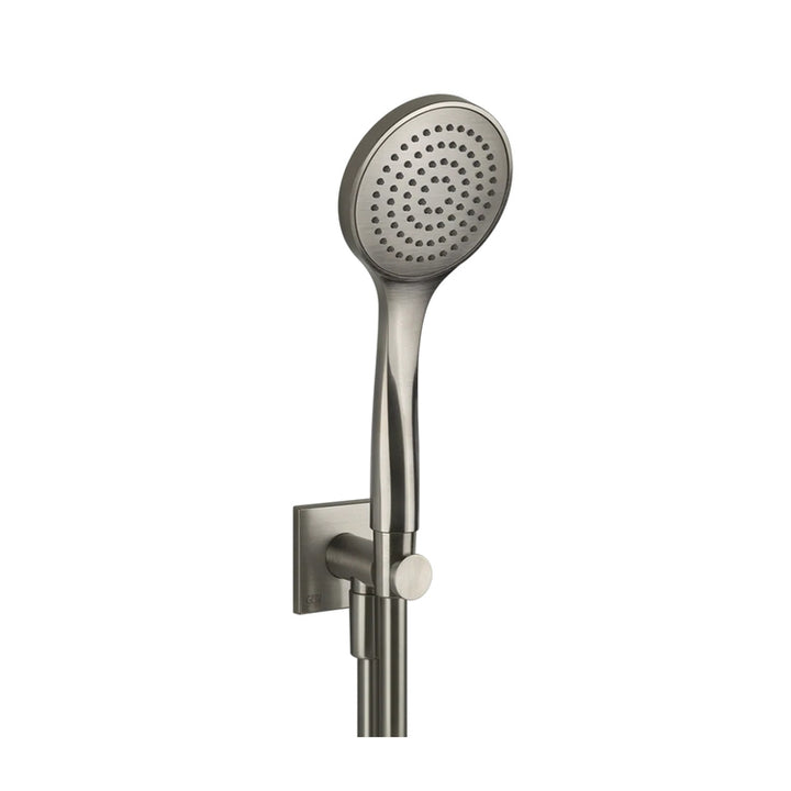 Gessi Duschset mit Wasseranschluss, kalkfreiem Duschkopf und 150 cm Schlauch, Finish Finox gebürstetes Nickel EMPORIO SHOWER 47323#149