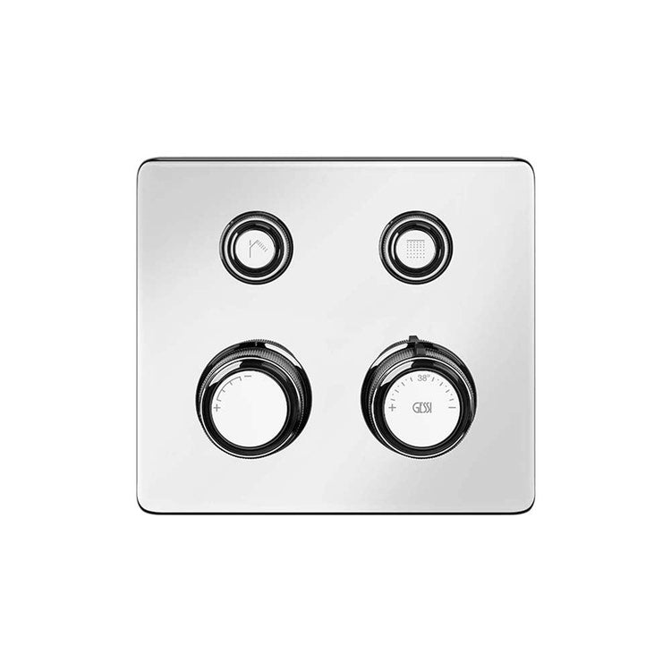 Gessi Außenbauteile für Thermostatmischer mit zwei unabhängigen Funktionen, mit Ein-/Aus-Tasten, Chromoberfläche HI-FI ECLECTIC 65232#031
