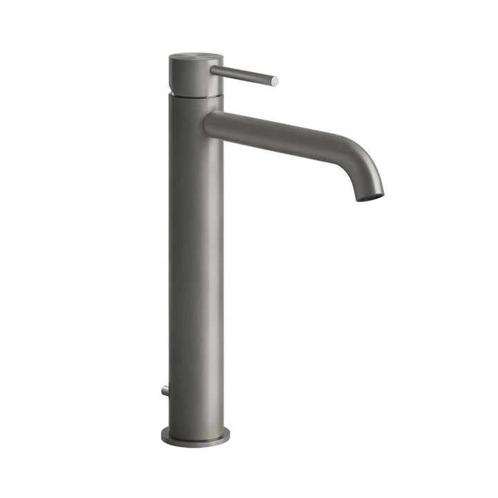 Gessi Waschtischarmatur H. 30 cm, mit Ablauf und Anschlussflexschläuchen, Oberfläche Steel Brushed 316 FLESSA 54003#239