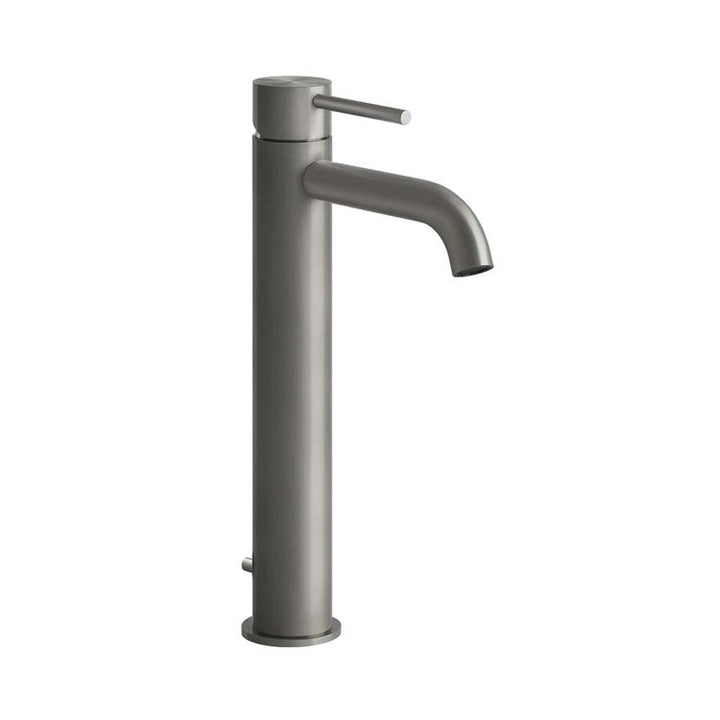 Gessi Waschtischarmatur H. 30 cm, mit Ablauf und Anschlussflexschläuchen, Oberfläche Steel Brushed 316 FLESSA 54004#239