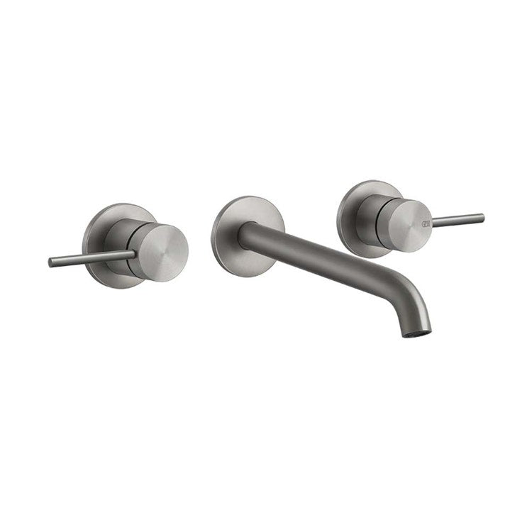 Gessi Wand-Waschbeckenarmatur Gruppe 3 Löcher langer Auslauf ohne Ablauf, Oberfläche Stahl gebürstet 316 TRAME 54094#239