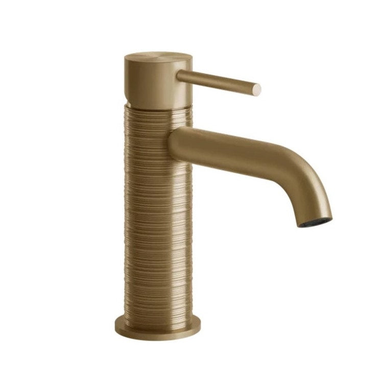 Gessi Waschtischarmatur, ohne Abfluss, mit Anschlussflexschläuchen, Warm Bronze gebürstet PVD 316 TRAME 54302#726