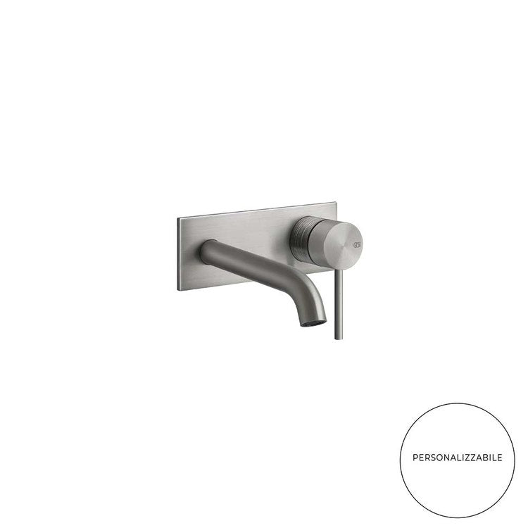 Gessi Wand-Waschtischmischer mit anpassbarer Auslauf-Länge ohne Abfluss, Oberfläche Steel Brushed 316 TRAME 54384#239