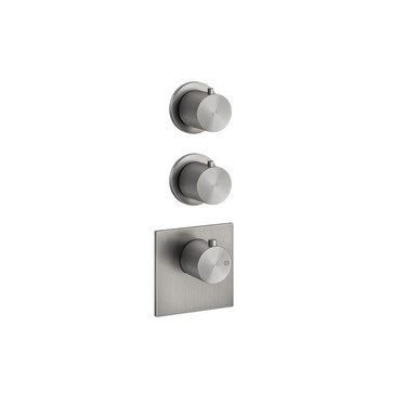 Gessi Thermostat-Mischbatterie Hochdurchlauf Wandmontage, 2 unabhängige Ausgänge, vertikale/horizontale Installation, Oberfläche Steel Brushed 316 54504#239