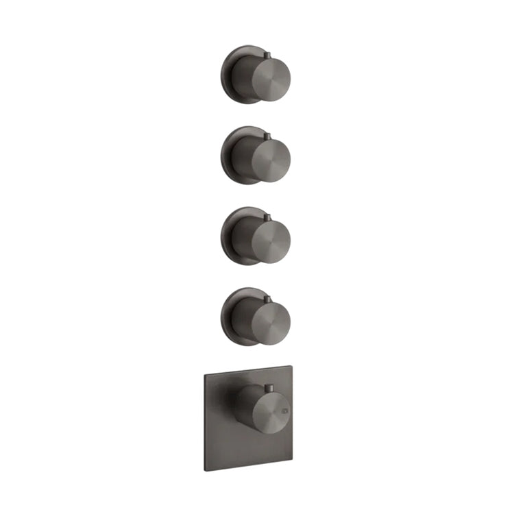Gessi Thermostatmischer mit hoher Durchflussrate, 4 Ausgänge, vertikale oder horizontale Installation, ohne Unterputzkörper, Oberfläche Black Metal Brushed PVD 316 54508#707