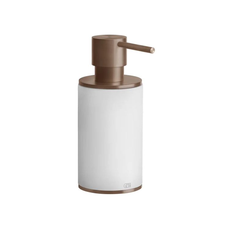 Gessi Aufsatz-Dispenserhalter mit weißem Becher, Oberfläche Copper Brushed PVD 316 Accessories 54737#708