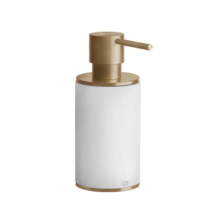 Gessi Ablage-Dispenserhalter mit weißem Becher, Oberfläche warm bronzefarben gebürstetes PVD 316 Accessories 54737#726