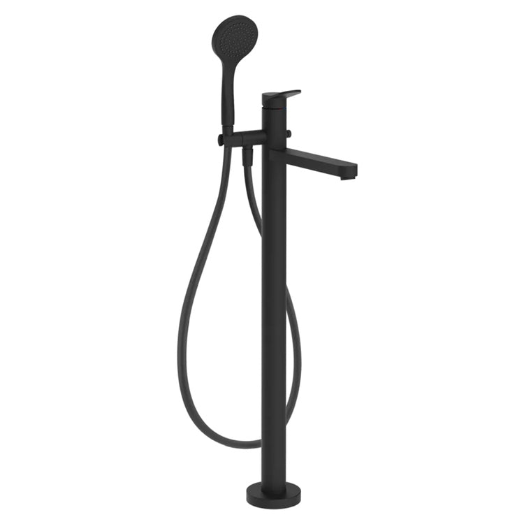 Gessi Freistehender Badewannenmischer, ohne Einbaukörper, mit Handbrause und automatischem Umschalter, Farbe Schwarz, matte Ausführung MERAVIGLI 56028#299
