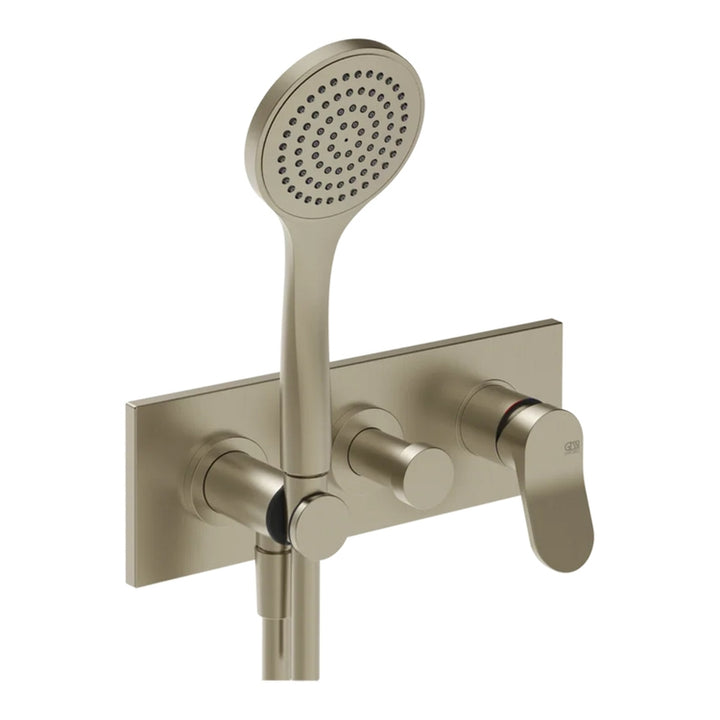 Gessi Wand-Duschmischer, 2-Wege, mit Handbrause, ohne Unterputzkörper, erster Ausgang Handbrause, Oberfläche finox brushed nickel MERAVIGLI 56040#149