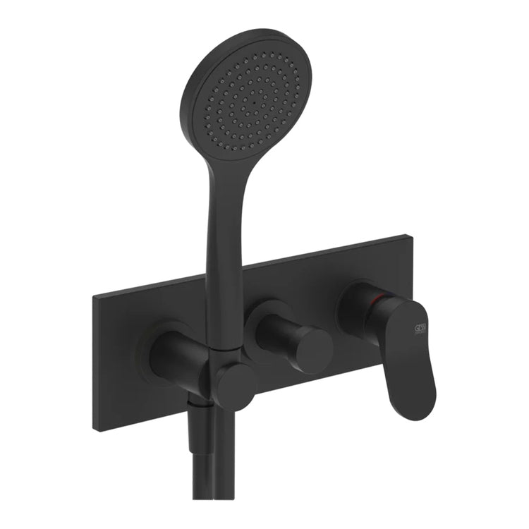 Gessi Wand-Duschmischer, 2-Wege, mit Handbrause, ohne Unterputzkörper, erster Ausgang Handbrause, Schwarz matt MERAVIGLI 56040#299