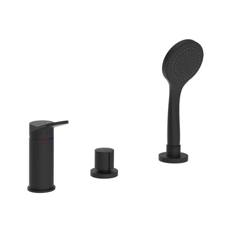 Gessi Gruppenrand für Badewanne mit drei Löchern, mit Handbrause und Umschalter, Schwarz matt MERAVIGLI 56043#299