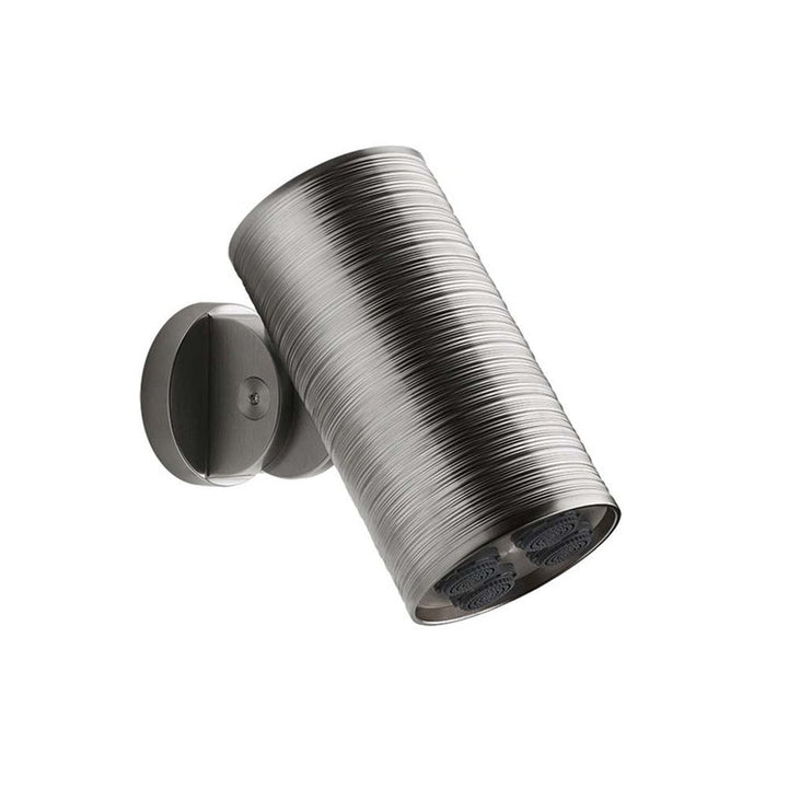 Gessi Duschkopf mit Antikalk-Funktion, wandmontierbar und schwenkbar, mit Multi-Spray-Funktion, Ø 7,9 cm, Oberfläche Steel Brushed 316 TRAME 57241#239