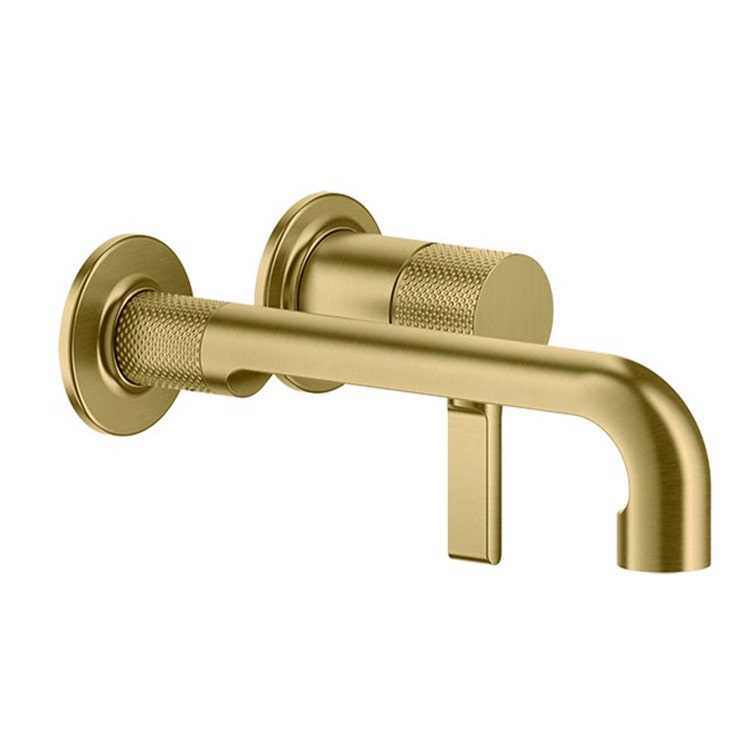 Gessi Einhand-Waschtischmischer T. 23 cm zur Wandmontage, ohne Abfluss, Oberfläche Gold Brushed PVD INCISO 58088#716