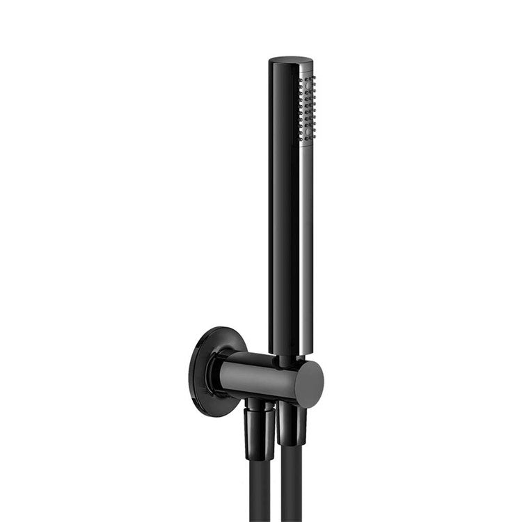 Gessi Duschset mit Wasseranschluss, Kalkschutz-Handbrause und 150 cm Schlauch, schwarzmetallic PVD-Finish INCISO 58123#706