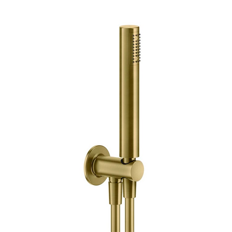 Gessi Duschset mit Wasseranschluss, Kalkschutz-Handbrause und 150 cm Schlauch, Gold Brushed PVD-Finish INCISO 58123#716