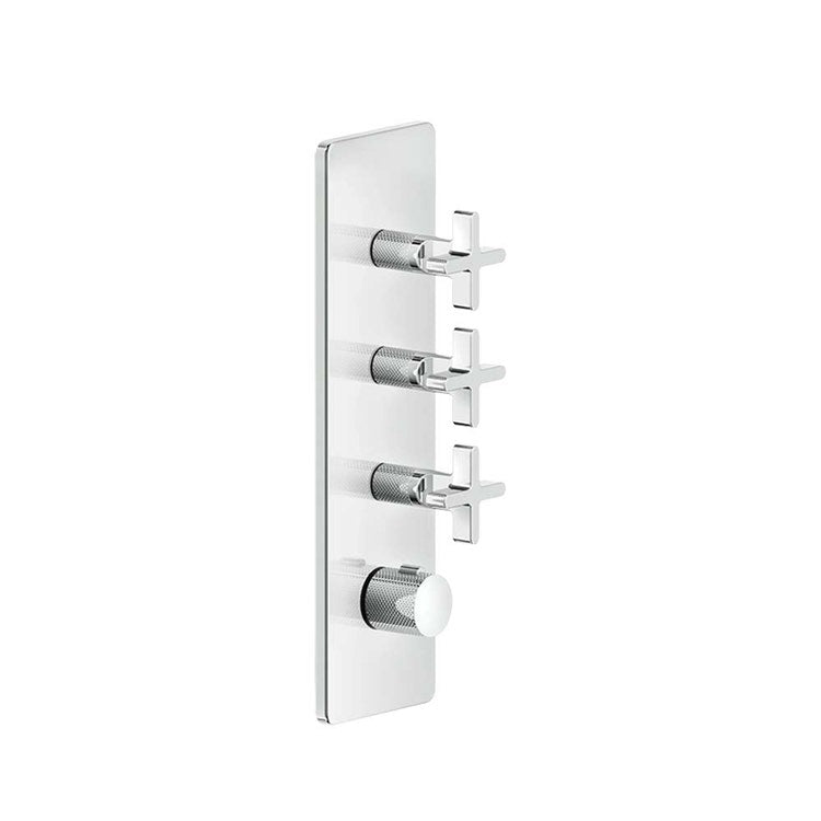 Gessi Thermostatischer Hochdurchflussmischer an der Wand mit 3 unabhängigen Ausläufen, vertikale/horizontale Installation, Chromoberfläche INCISO 58346#031