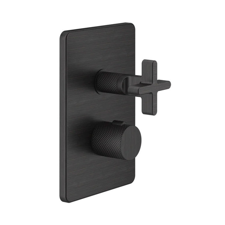 Gessi Inciso+ Thermostat-Duschmischer, wandmontiert, 2 Ausgänge, ohne Einbaukörper, Ausführung gealtertes Bronze 58234#187