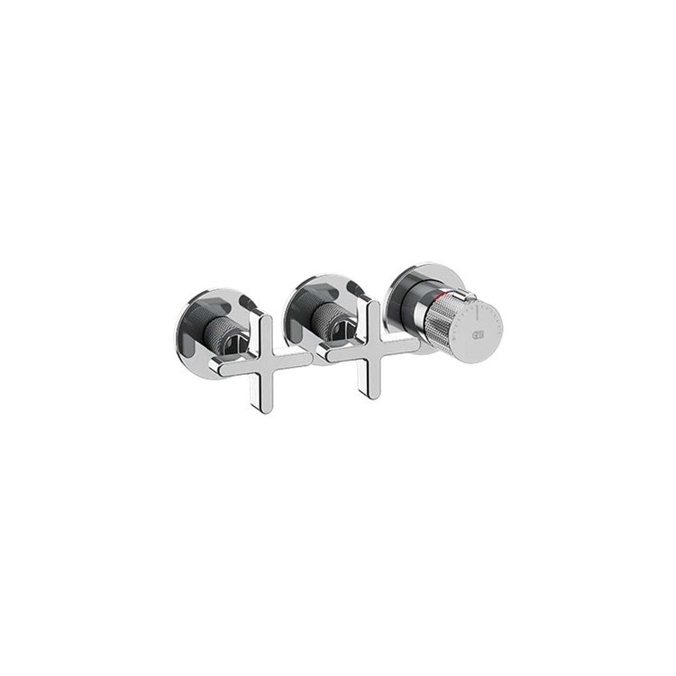 Gessi Thermostat-Wandmischer mit 2 unabhängigen Ausläufen. Vertikale/horizontale Installation, Chrom-Finish INCISO 58434#031