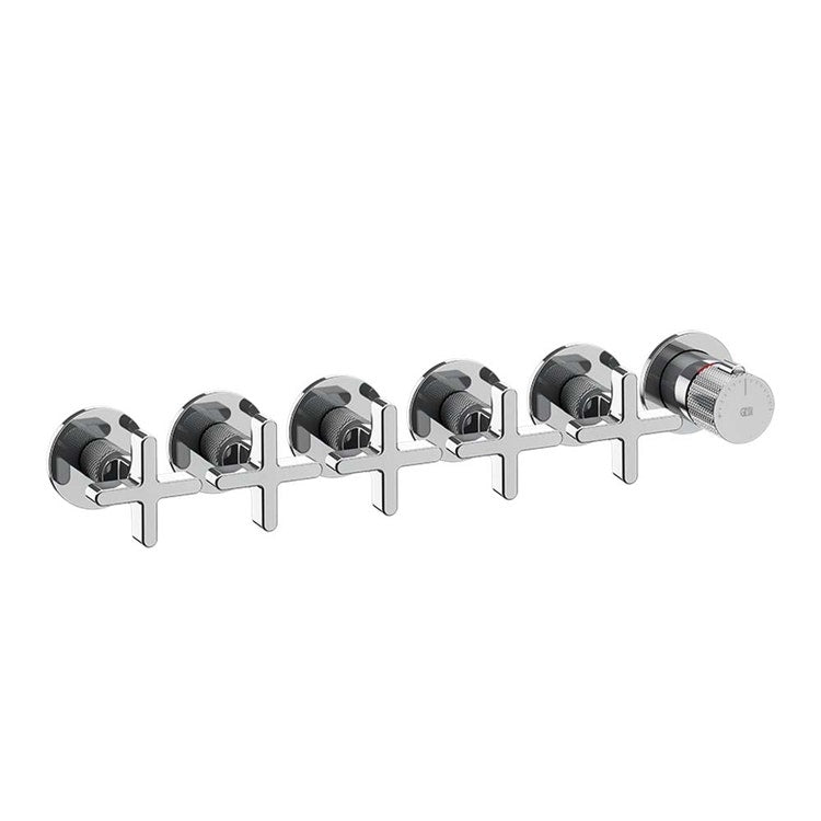 Gessi Thermostat-Wandmischer mit 5 unabhängigen Ausläufen. Vertikale/horizontale Installation, Chrom-Finish INCISO 58440#031