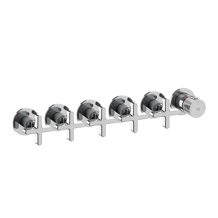 Gessi Thermostat-Wandmischer mit 5 unabhängigen Ausläufen. Vertikale/horizontale Installation, Chrom-Finish INCISO 58440#031