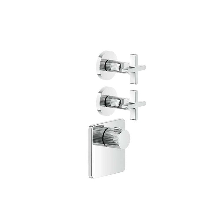 Gessi Thermostatischer Hochdurchflussmischer an der Wand, 2 unabhängige Ausgänge, vertikale/horizontale Installation, Chromoberfläche INCISO 58344#031