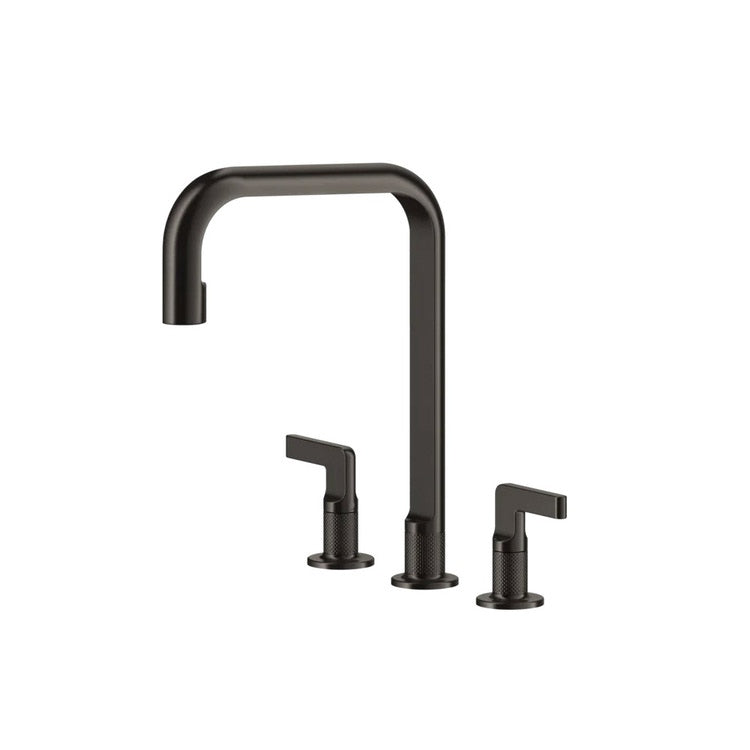 Gessi Drei-Loch-Wasserhahn, mit drehbarem Auslauf, Finish Black Metal Brushed PVD INCISO 58701#707