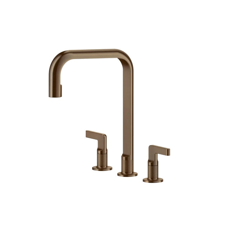 Gessi Wasserhahn mit 3 Löchern, mit drehbarem Auslauf, Finish Copper Brushed PVD INCISO 58701#708