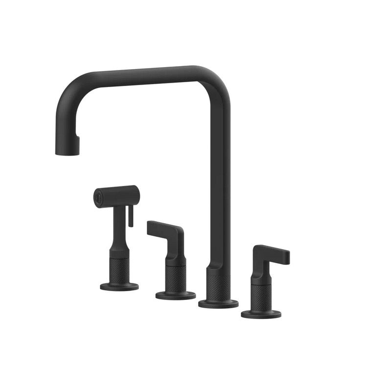 Gessi Wasserhahn 3 Löcher, mit drehbarem Auslauf, mit ausziehbarer Brause Einzelfunktion, Farbe Schwarz matt Finish INCISO 58703#299