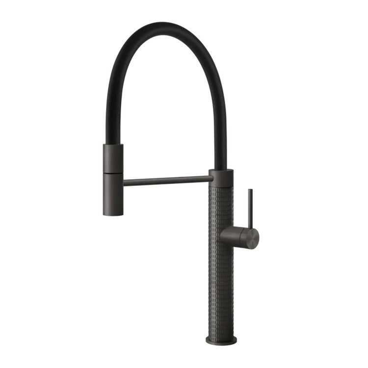 Gessi 316 Mechanik Semi-Pro Einhebelmischer, mit schwenkbarem Auslauf und herausziehbarem Einstrahlduschkopf, Oberfläche Black Metal Brushed PVD 316 MECCANICA 60012#707