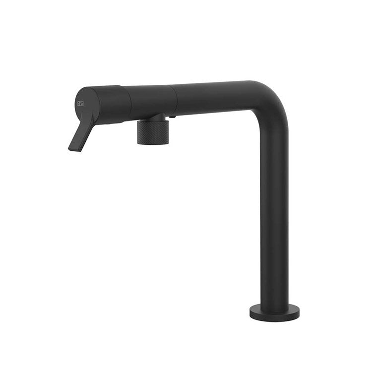 Gessi Fester Gessi Mischarmatur H. 27,7 cm für Spüle, Einhebelmischer, mit schwenkbarem Auslauf, schwarz matt FISSO 60073#299