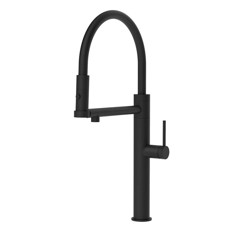 Gessi Einhebelmischer für den semi-professionellen Gebrauch H. 50 cm, mit schwenkbarem Auslauf und herausziehbarer Brause mit Doppelstrahl, Farbe Schwarz, matte Ausführung 316 FLESSA 60210#299