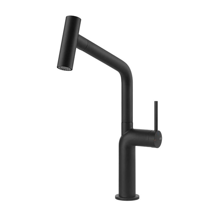 Gessi Einhebelmischer drehbar, mit Doppelsprühbrause, für Spüle, Farbe Schwarz matt STELO 60313#299