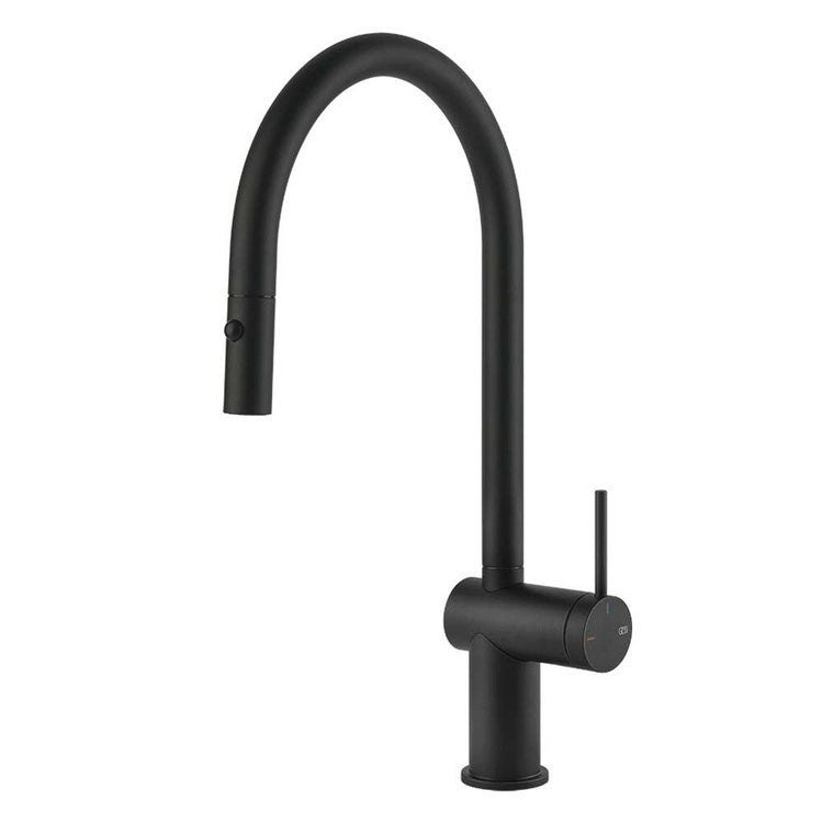 Gessi Einhandmischer schwenkbar, mit Duschkopf Doppelstrahl, für Spüle, Schwarz matt INEDITO 60413#299