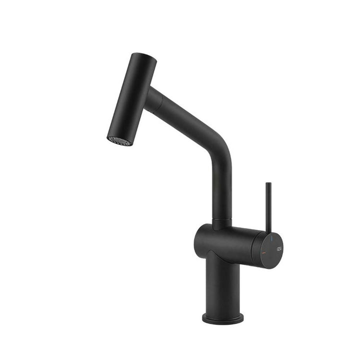 Gessi Einhandmischer schwenkbar, mit Duschbrause Doppelstrahl, für Spüle, Farbe Schwarz matt INEDITO 60425#299
