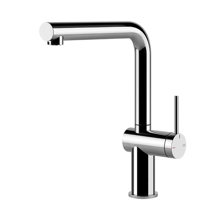 Gessi Einhebelmischer drehbar, Einstrahldusche, für Spüle, Ring mit glatter Struktur, Chromfinish INEDITO 60431#031