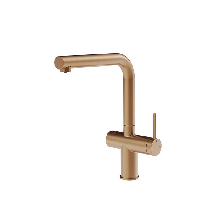 Gessi Wasserhahn mit drehbarem Auslauf für Spüle, mit gefilterter Wasserfunktion, Warm Bronze gebürstet PVD INEDITO 60571#726