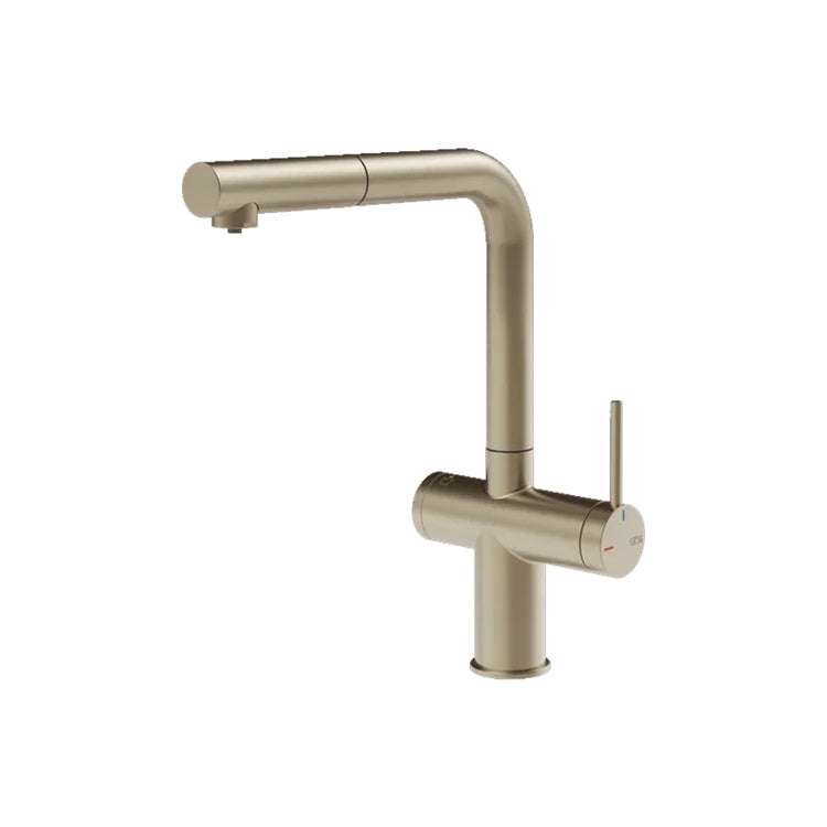 Gessi Mischer mit schwenkbarem Auslauf für Spüle, mit Filterwasserfunktion, Oberfläche Finox gebürstetes Nickel INEDITO 60572#149