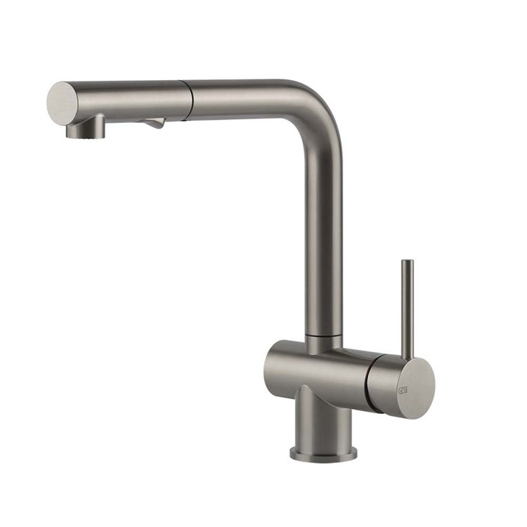 Gessi Mischbatterie H. 27,6 cm für Spüle, Einhebel, mit schwenkbarer Auslauf und herausziehbarer Brause mit Doppelstrahl, Oberfläche Steel Brushed ACCIAIO 60600#239
