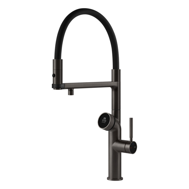 Gessi Einhebel-Semi-Professionalmischer H. 51 cm, mit schwenkbarem Auslauf und Mehrfunktionsausgabesystem, Oberfläche Black Metal Brushed PVD VITA 60722#707