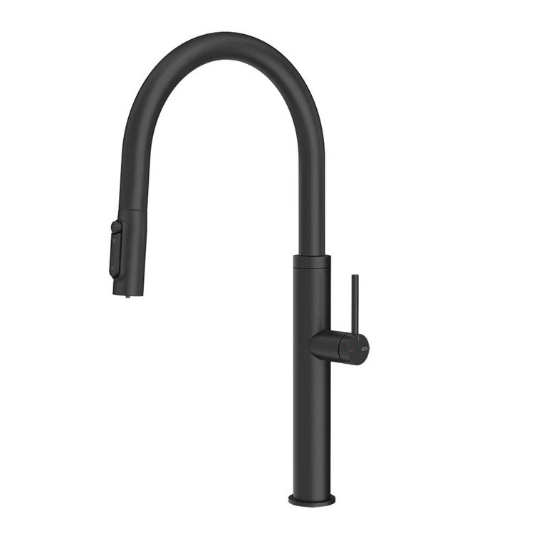 Gessi Mischbatterie mit ausziehbarer Handbrause, Doppelstrahl und schwenkbarem Auslauf für Spüle, mit gefilterter Wasserfunktion, Schwarz matt 316 FLESSA 60822#299