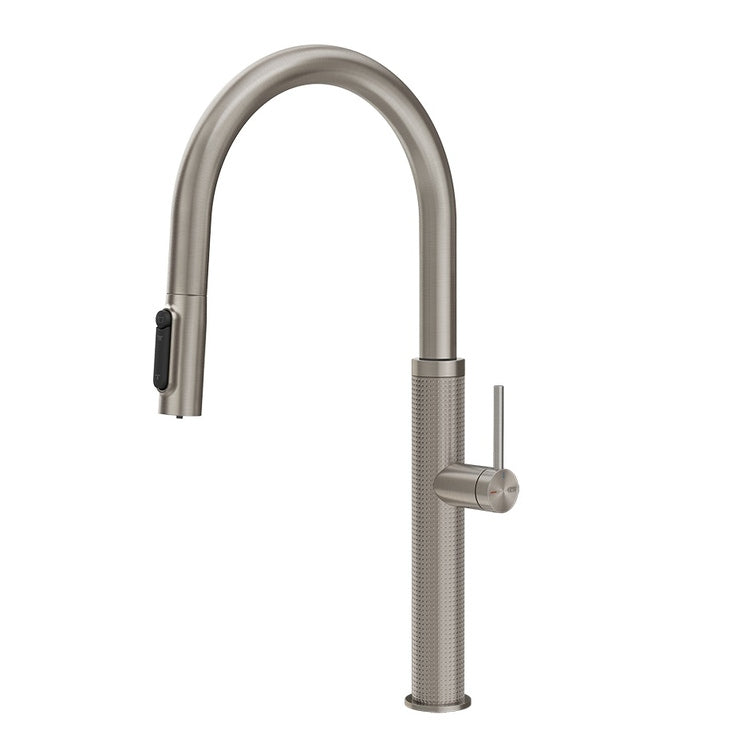 Gessi Mischbatterie mit herausziehbarer Brause, Doppelfluss und schwenkbarem Auslauf für Spüle, mit gefilterter Wasserfunktion, Oberfläche Stahl gebürstet 316 CESELLO 60826#239