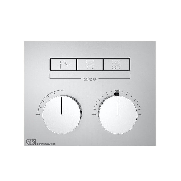 Gessi Thermostat-Dreifunktionsmischer, mit Ein-/Ausschaltern, ohne Unterputzgehäuse, Chromoberfläche HI-FI COMPACT 63006#031