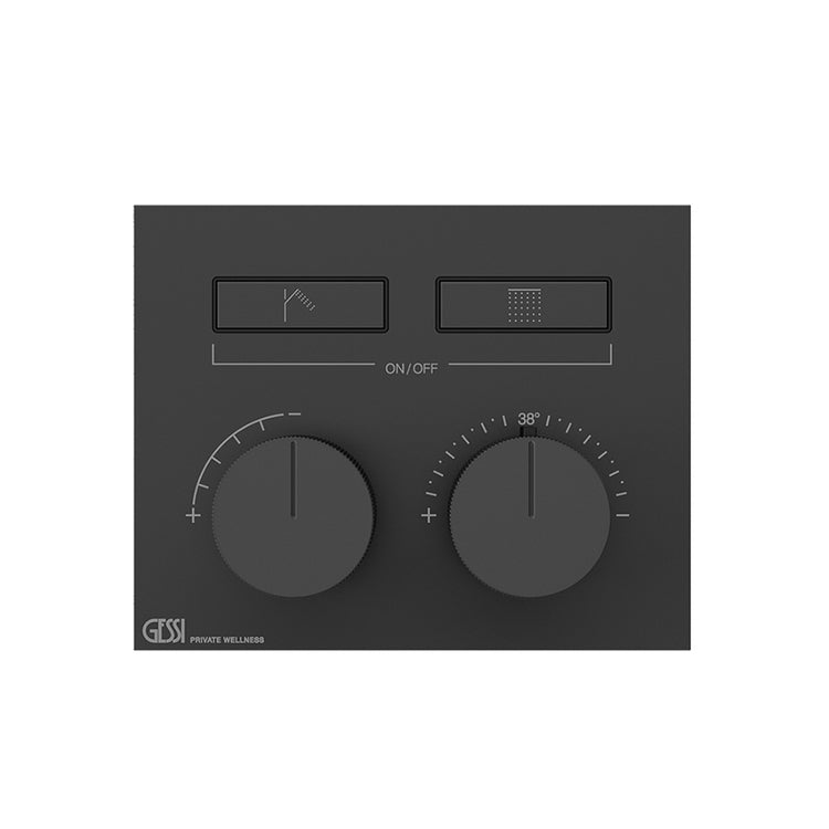 Gessi Thermostatmischer mit zwei gleichzeitigen Funktionen, mit Ein-/Aus-Tasten, ohne Einbaukörper, Oberfläche Black Metal Brushed PVD HI-FI COMPACT 63004#707