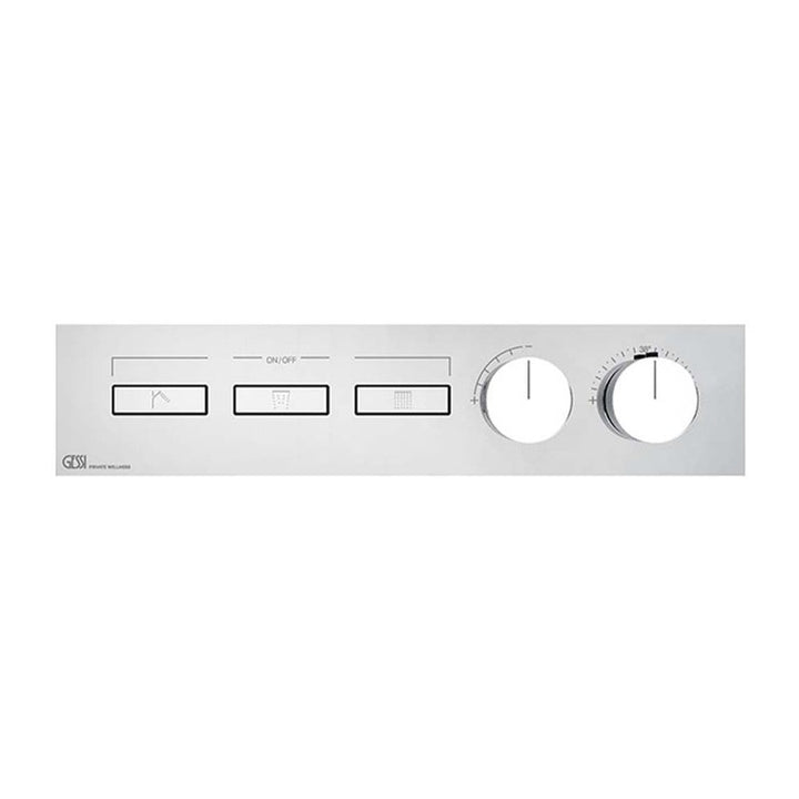 Gessi Thermostatischer Drei-Funktionen-Mischer mit Ein-/Ausschaltern, ohne Unterputzgehäuse, Chromoberfläche HI-FI LINEAR 63014#031
