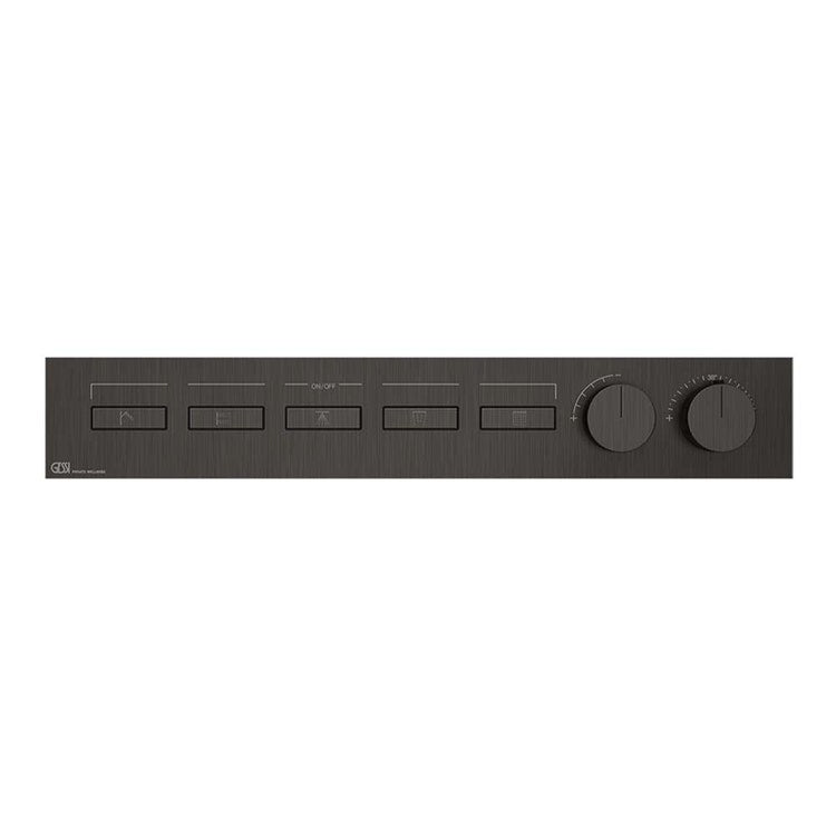 Gessi Thermostatmischer mit fünf unabhängigen Funktionen, mit Ein-/Aus-Tasten, ohne Einbaukörper, Oberfläche Black Metal Brushed PVD HI-FI LINEAR 63018#707